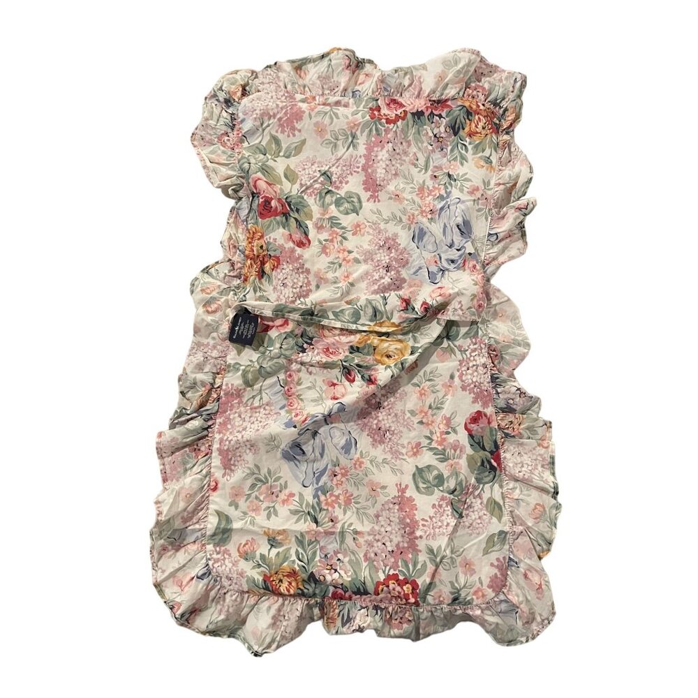 Ralph Lauren Floral Ruffled Pillow Shams 100% Cotton Set Of 3 - Picture 5 of 7